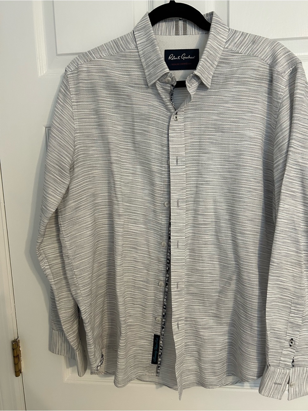 Robert Graham White and Light Gray Striped Dress Shirt